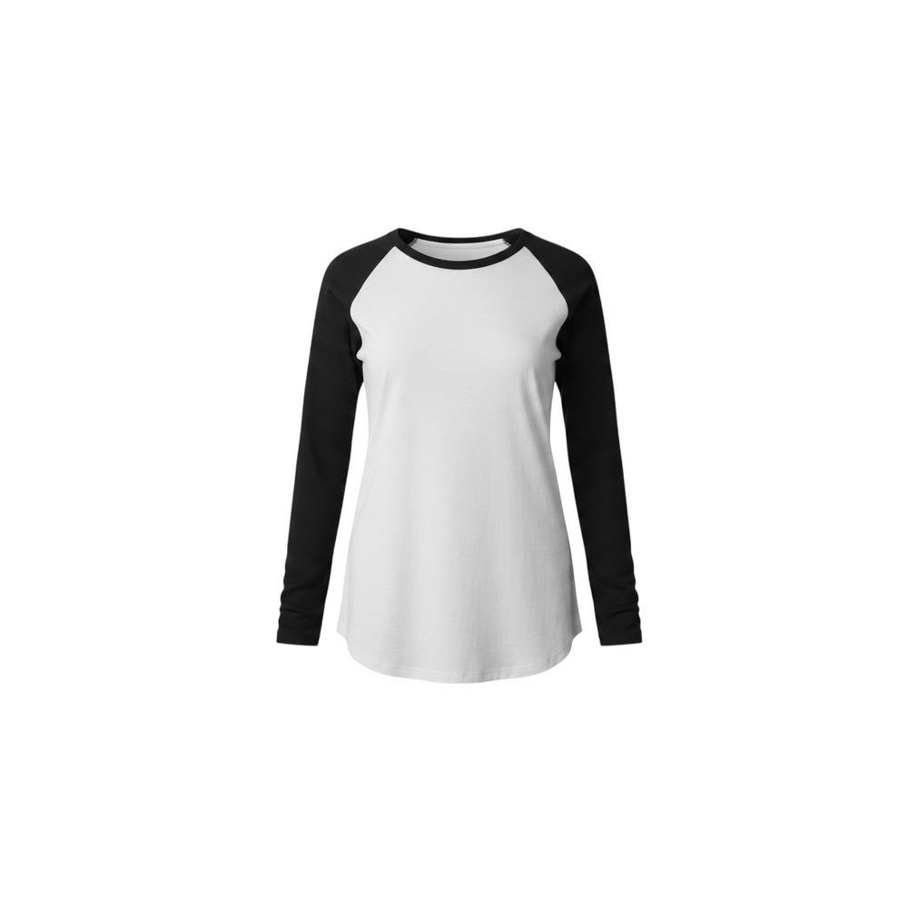 Rue21 Baseball Tee Womens Small White Black Raglan Long Sleeve Shirt